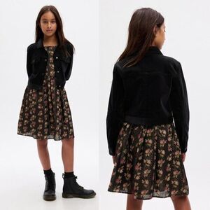 GAP‎ Kids Icon Velvet Cotton Black Jacket Small